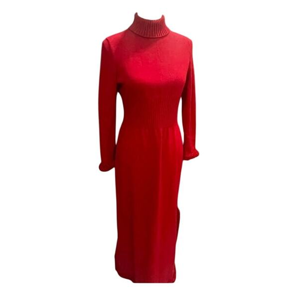 Long, Red, Vintage, Sweater Dress - Picture 4 of 8